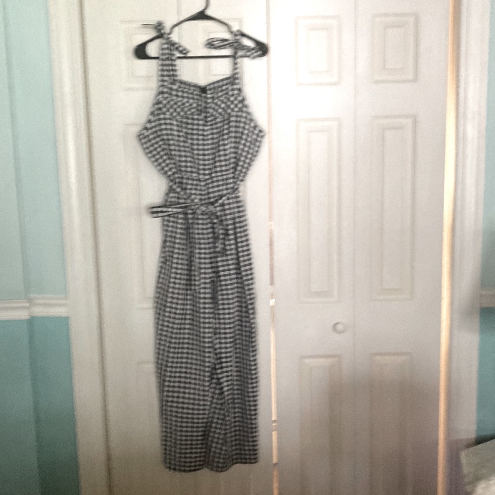 Black and white gingham jumpsuit. Ox